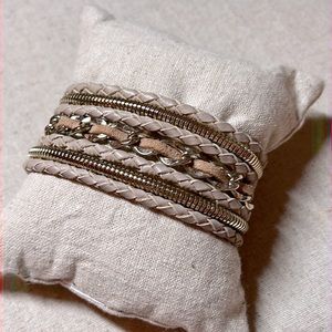 NWOT WHBM 7 strand with leather clasp bracelet